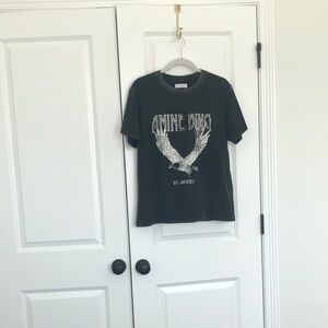 Anine Bing Washed Black Eagle Graphic Tee